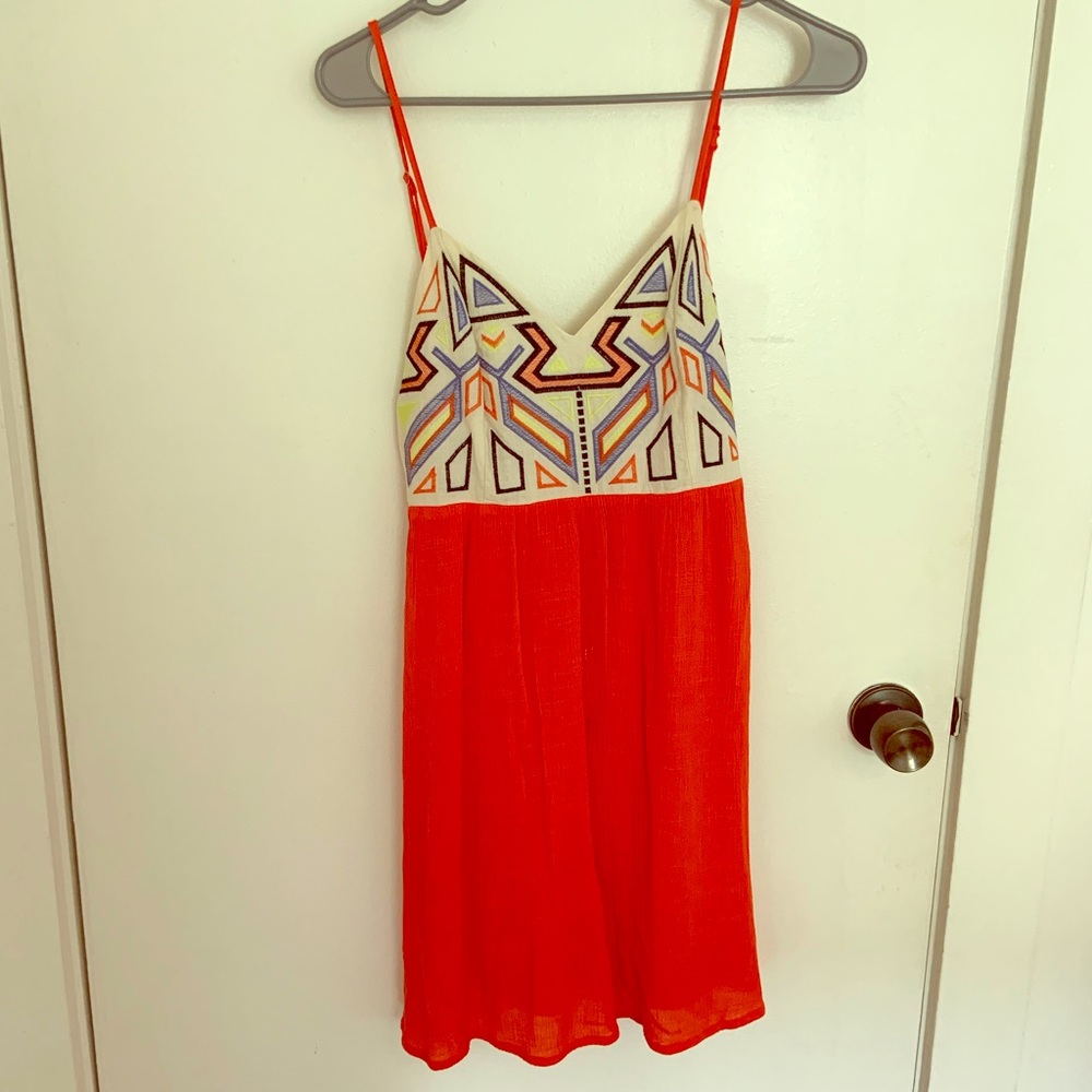Coral Sundress with open back and tie